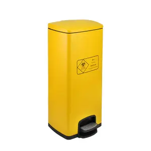 Poubelle résistante en acier inoxydable 430, poubelle sans contact, produits médicaux jaunes, haute capacité