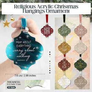 क्रिस्टियन क्रिसमस क्लासिक लालटेन एक्रिलिक फांसी गहने वाटरकलर बाइबल्स प्रेरणादायक उपहार - Product Image 3