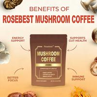 Rosebest Mélange Instantané de Café en Poudre Personnalisé Végétalien aux Champignons Crinière de Lion, Shiitake, Cordyceps, Queue de Dinde et Arabica – Compléments Alimentaires