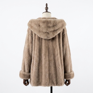 Giacca Invernale da Donna in <span class=keywords><strong>Visone</strong></span> Naturale Argento <span class=keywords><strong>Blu</strong></span> Zaffiro, Casual, Antivento, Tinta Unita, con Cappuccio Integrato e Polsini Reversibili in Poliestere - Product Image 4
