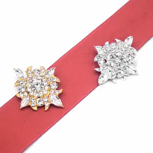 Sang trọng rhinestone hoa khóa cho quần áo may mặc phụ kiện