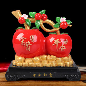 Painted Apple <b>Ornament</b> Resin Feng Shui Decoration For Entryway Chinese New Year Gift - Product Image 2