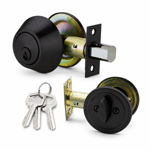 Zinc Alloy Single Cylinder Deadbolt Lock Matte Black Heavy Duty Front Entrance Door Lock Keyed Security Deadbolt For US Canada