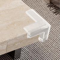 Ensemble table basse rectangulaire en bois avec dessus en marbre moderne et luxueux pour le salon avec tiroirs meubles multifonctions au design unique