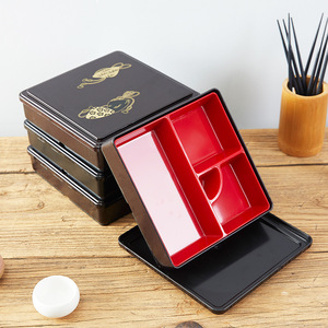 Japanese Bento <b>Box</b> Rectangle Plastic Lid Multiple Styles <b>Lunch</b> <b>Box</b> 21.2x21.2x5.6cm - Product Image 1