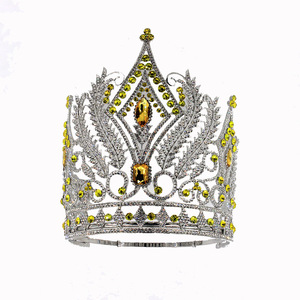 Ornate <b>Leaf</b> Pattern Crystal <b>Crown</b> Tall Silver Plated Rhinestone Tiara For Women Pageant Prom Party - Product Image 2