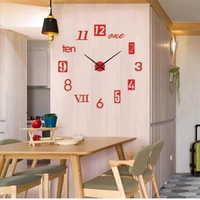 Stiker jam dinding akrilik 40cm, dekorasi dapat dilepas lingkaran desain Analog dengan Motif Dekorasi seni untuk ruang tamu dikemas dalam kotak