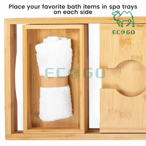 Baignoire extensible de luxe Caddy plateaux bambou naturel salle de bain lit organisateur plateau baignoire Caddy plateau - Product Image 4