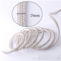Vente en gros, ruban de cristal de 6mm, garniture en diamant, strass, corde pour chaussures, sweats à capuche en dentelle