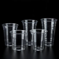 Gobelets en plastique PET transparents de 16 oz (500 ml) avec logo personnalisé, pour café glacé et milkshake, avec couvercles et pailles