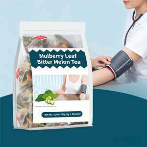 Bolsa de té de desintoxicación para la salud, té verde de melón amargo, hoja de morera a base de hierbas naturales para ayudar a regular la presión arterial alta - Product Image 1
