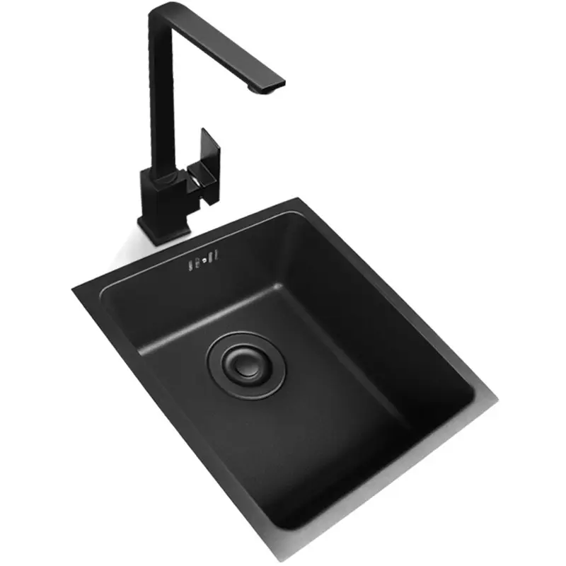 Nano Sink Black Kitchen Sinks Embedded Under Counter Basin 304 Stainless Steel Single Bowl Kitchen Sink - Matte Black