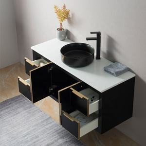 โต๊ะเครื่องแป้งในห้องน้ำหินแกะสลักติดผนังพร้อมเคาน์เตอร์และอ่างล้างหน้าศิลปะ - Product Image 4