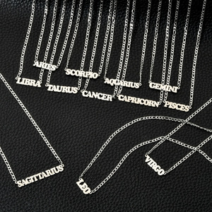 Collier personnalisé en acier inoxydable SSeeSY, vente en gros de bijoux, lettre, signe du zodiaque, astrologie, collier <span class=keywords><strong>horoscope</strong></span>, collier du zodiaque - Product Image 6