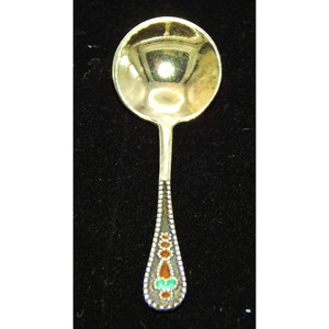 Cuillère URSS en argent. 875 historique avec superposition d'or et d'émail - Product Image 3