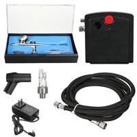 Ensemble de compresseur d'aérographe rechargeable en acier inoxydable à double action portable 5 pièces pour la peinture, la modélisation, l'artisanat, la décoration de gâteaux
