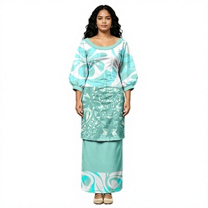 Novedades 2026, Vestido Puletasi Polinesio, Vestido de Isla, Diseño Tribal Hawaiano, Estampado Floral, Elegante y Formal para Mujer, Poliéster - Product Image 4