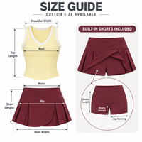 Ensemble de tennis personnalisé pour femmes, débardeur sans manches à col en V et jupe-culotte plissée avec short intégré pour les matchs de tennis