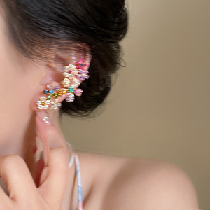 Trang sức xinh xắn không có <span class=keywords><strong>piercing</strong></span> Hoa tai clip Bling Iced <span class=keywords><strong>out</strong></span> Cubic Zirconia CZ Flower Ear Cuff Earrings cho các cô gái - Product Image 2