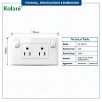 Stopkontak Dinding 6 Lubang Ukuran 120 Standar AS Ganda, 16A 250V, Panel Tersembunyi, Sakelar Kontrol Terpisah dengan Lampu LED Daya untuk Hotel