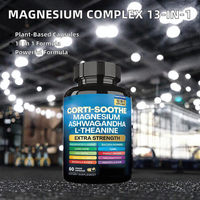Complejo de Magnesio Vegano 200mg con Triple Magnesio Glicinato, Malato, Citrato, Ashwagandha, L-Teanina y Multivitaminas para el Sueño