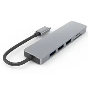 Usb-концентратор Oem 6 в 1 с 4 К @ 30 Гц Hdmi Usb 3,0 портами Sd/tf считыватель карт, многопортовый адаптер, совместимый с Macbook