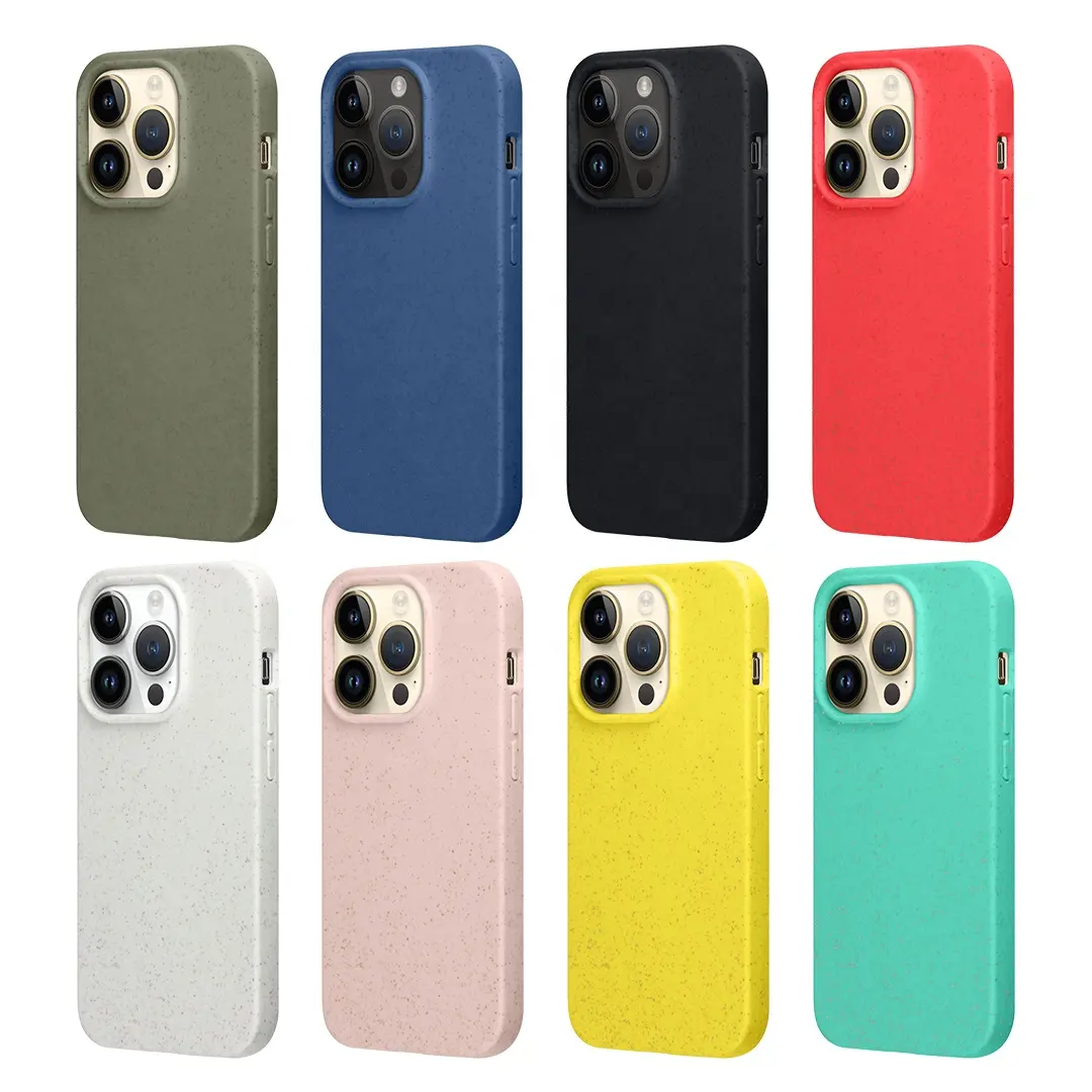 in stocks Eco friendly wheat straw Phone Case for iPhone SE3 678 plus 11 12 14 13 pro max Case Biodegradable Mobile Phone Cover