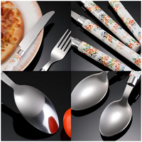 Ensemble de couverts en acier inoxydable à motifs chinois, 24 pièces, avec support, service pour 6 personnes