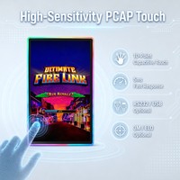 Monitor Plano OEM de 32 y 43 Pulgadas, Monitor de Pantalla Táctil Vertical, Monitor para Juegos Firelink Fusion con Luces LED para Máquinas de Entretenimiento