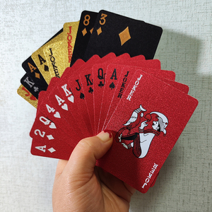 Su misura Logo oro rosso lamina di plastica impermeabile Poker <span class=keywords><strong>carte</strong></span> <span class=keywords><strong>da</strong></span> gioco mazzi di carta Design personalizzato - Product Image 2