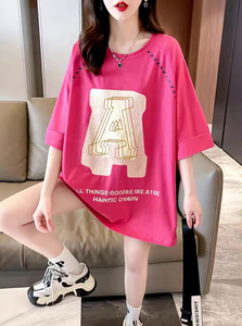 Kaos Wanita Manis Grosir, Model Terbaru Musim Panas, Lengan Pendek, Bahan Katun/Poliester, Kaos Dalaman, Pakaian Murah - Product Image 5