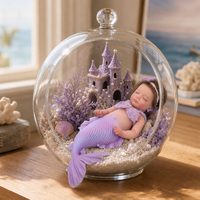 Poupée Bébé Reborn en Silicone de 12 Pouces avec Queue de Sirène, Yeux Fermés, Couleur Lilas Violet, Poupée Nouveau-né pour Jeu d'Imitation