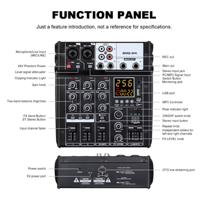 Mixer Audio Profesional BMG-M4 dengan Bluetooth, Konektivitas USB 4-Channel, Konstruksi Logam & Plastik - Product Image 5