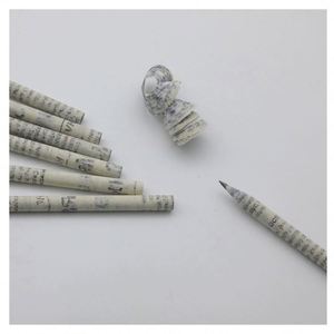 Lápiz de Papel Reciclado Ecológico, Herramienta de Escritura para Hacer Periódicos en Chino e Inglés, Modelo HB Blanco Gris QX-Z004 con Mina Negra - Product Image 3