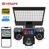 Caméra de surveillance VESAFE extérieure couleur avec trois objectifs, alimentée par énergie solaire