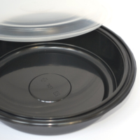 Conteneur alimentaire jetable en plastique noir rond micro-ondes pp avec couvercle, personnalisation d'usine
