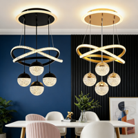 Lustres en acrylique à LED dorés JACKSUN, 3 couleurs, à intensité variable, avec télécommande, luminaires pour îlot de cuisine, luminaires suspendus modernes