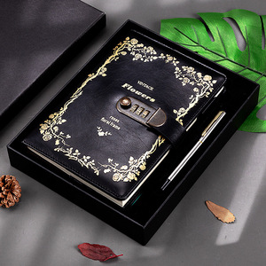 Agendas 2025 Luxury Marble PU Leather Hardcover Notebook Set with Password Lock Secure Diary Notebook for <span class=keywords><strong>Secret</strong></span> Gift SET - Product Image 1