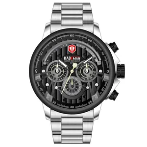 ساعة رجالية KADEMAN من أفضل 10 علامات تجارية سوداء للرجال عرض رائع سوار من الفولاذ المقاوم للصدأ كرونوغراف للاستخدام التجاري