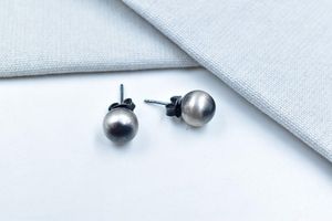 Elegant Handmade 10mm Sterling Silver Pearl Bedded Post <b>Stud</b> 925 Silver Jewelry <b>Earrings</b> - Product Image 2