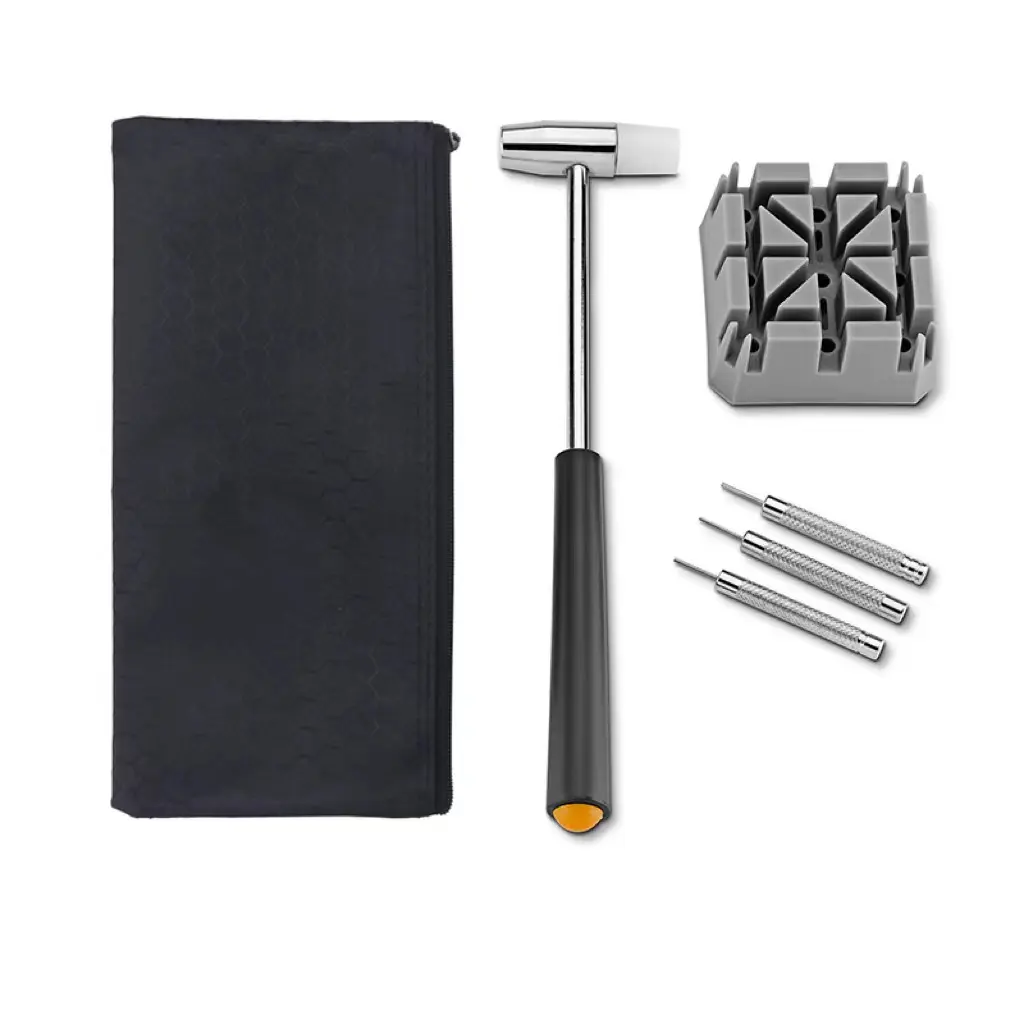 Professional 7pcs Watch Repair Tool kit With a Bag Hammer Watch Holder And Watch Band Strap Pin Remover
