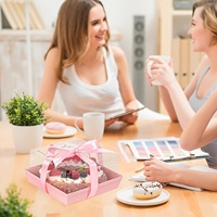 Boîte à gâteau en papier avec couvercle transparent en plastique, personnalisable avec logo, pour desserts, en papier kraft