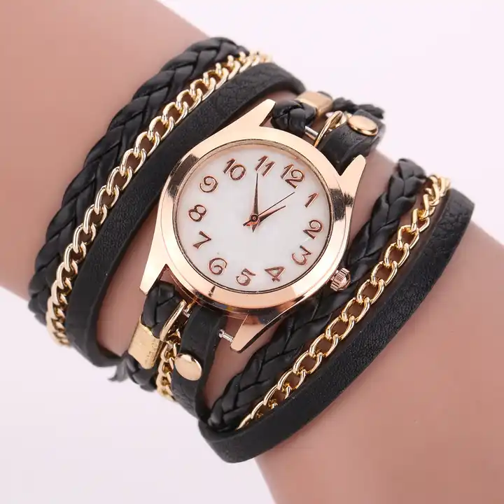 LADIES BORA MOTHER OF PEARL STRETCH PINK DANGLES CHA CHA WRISTWATCH BR –  in2retro