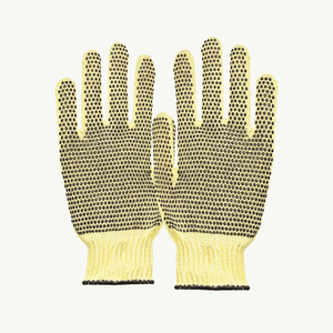 Gants de sécurité en coton avec bouts de doigts texturés bleus, antidérapants, avec poignets en tricot, gants de travail polyvalents - Product Image 4