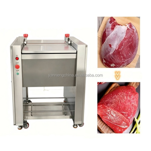 เครื่องตัดเนื้อแบบมีใบมีดสแตนเลส 304 ได้รับการรับรองมาตรฐาน CE สำหรับเนื้อวัว เนื้อหมู เนื้อแกะ เนื้อสันใน ลิ้น และเนื้อชาวาร์มา กำลังลดราคา - Product Image 1