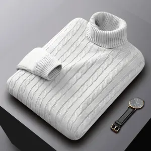 Factory wholesale best sell men's knitted bottom young men's slim fitting solid color Knitting pullover turtleneck sweaters male