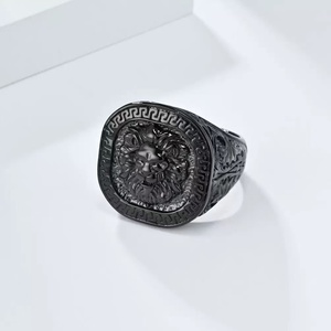 레트로 패션 웨딩 약혼 파티 선물 스테인리스 스틸 힙합 패턴 바이킹 문화 반지 - Product Image 4