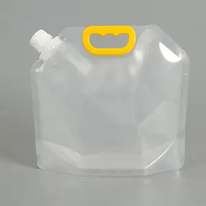 1.5L 2.5L 5L ใสน้ำมันปรุงอาหารนมถั่วเหลืองน้ำดื่มพวยกระเป๋าที่มีมือจับพลาสติก