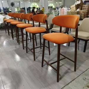 <span class=keywords><strong>Chaise</strong></span> de bar en bois massif Wabi-Sabi Nordic Simple Light Luxury High Chair for Home Bar Island Modern Cotton Linen for Living Room - Product Image 6