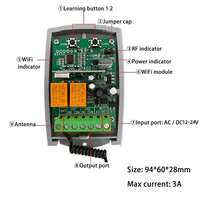 Modul penerima Relay RF 2 saluran 433MHz nirkabel, kode tetap Universal otomatis 4 tombol baterai AAA Remote kontrol 100m